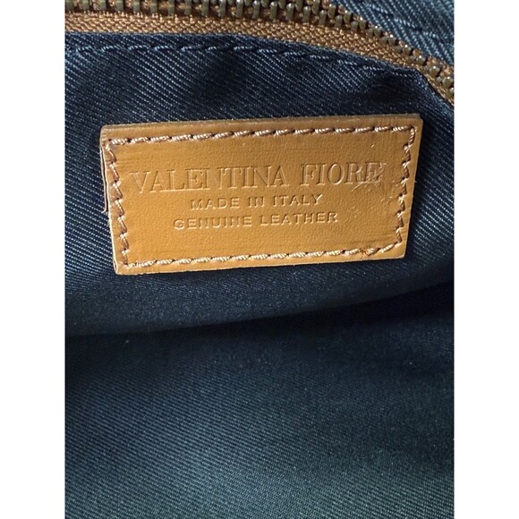 Valentina Fiore Large Tan/Brown Italian 100% Leather Saddle Handbag Purse - Picture 5 of 16